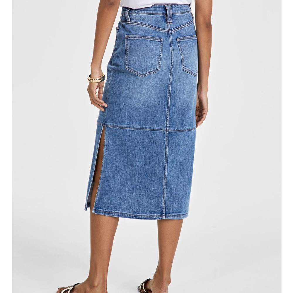 Macys on 34th Panel Denim Midi Skirt. Blue size 8 - Picture 5 of 12